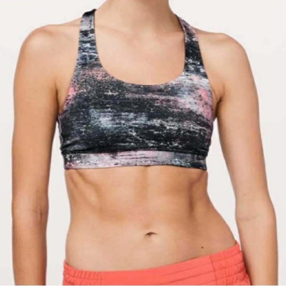 Lululemon Invigorate Bra, Azurite Poppy Coral Multi, size 4